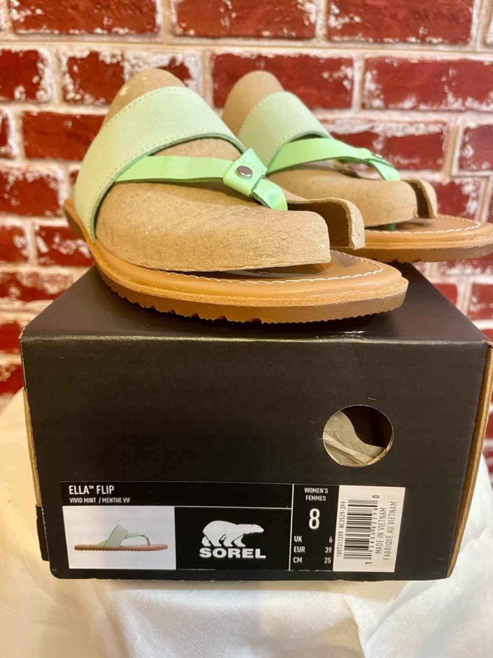 Sorel Ella Flip Sandal Vivid Mint Leather Suede Boho Mermaidcore NWT. 8 - Picture 3 of 9